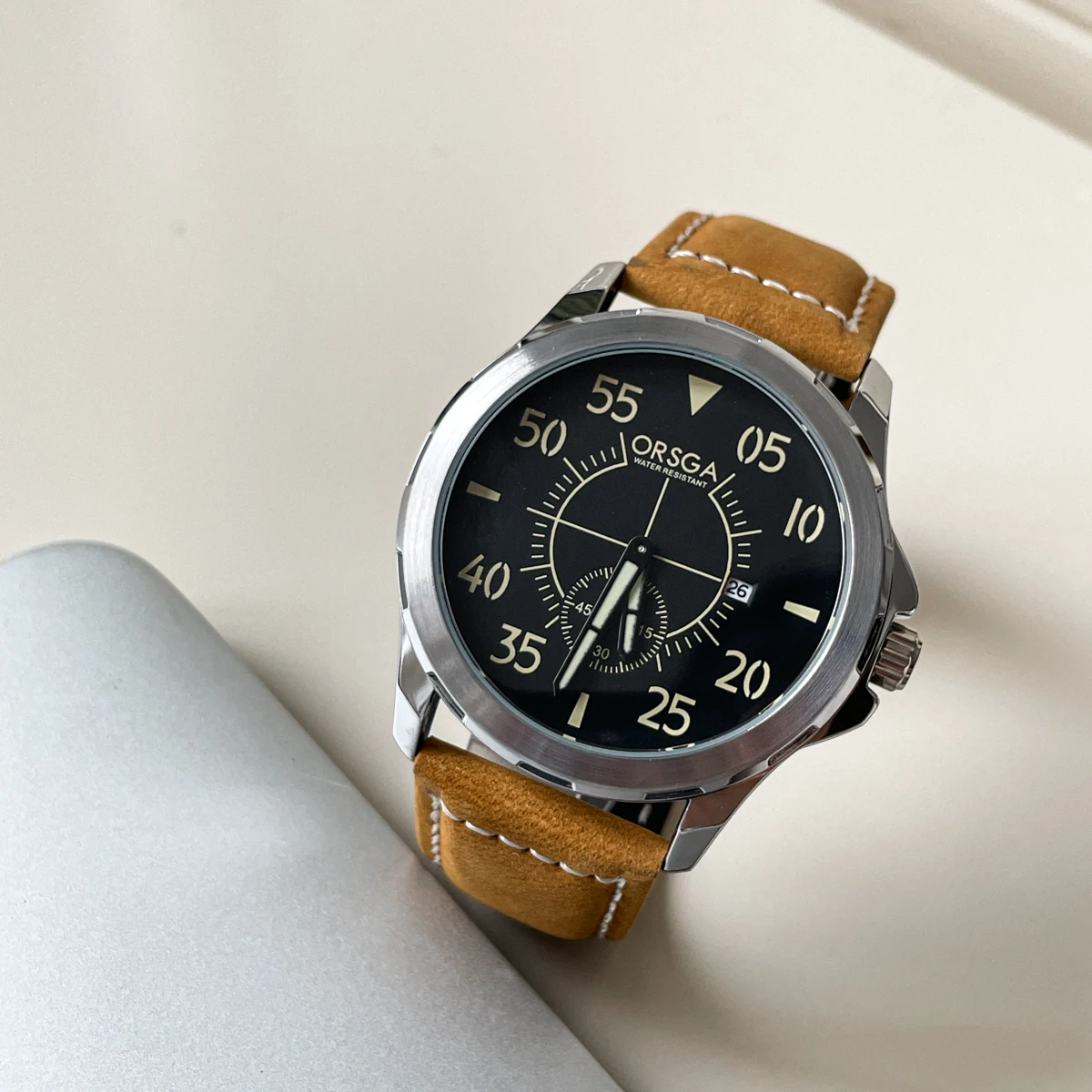 

CILOA large dial high-grade watch men's brand genuine sports black round waterproof quartz watch high quality light luxury