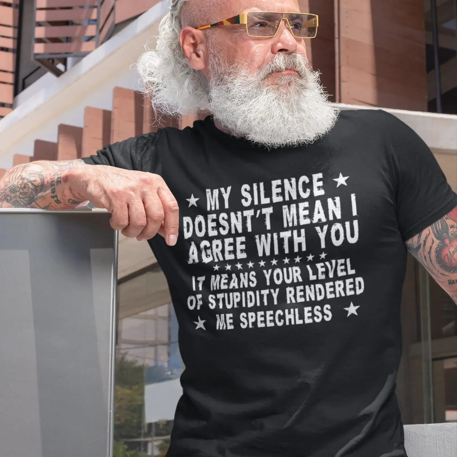 My Silence Doesn't Mean I Agree With You Rude Humor Sarcastic Funny Novelty T shirts vintage Washed Soft Stylish Casual homme