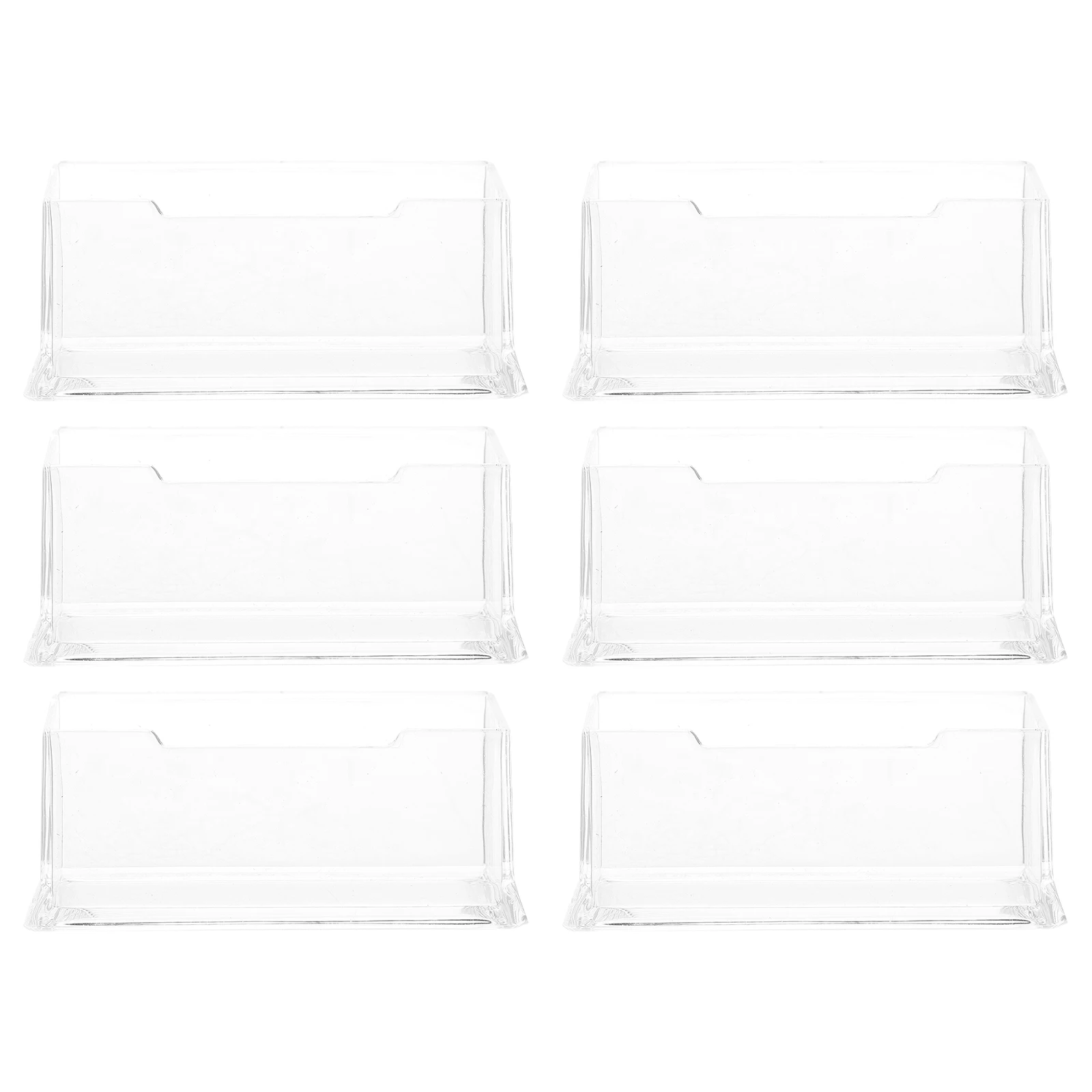 

6pcs Business Card Holder Storage Box Transparent Plastic Desk Organizer Large Capacity Sturdy Office Supplies