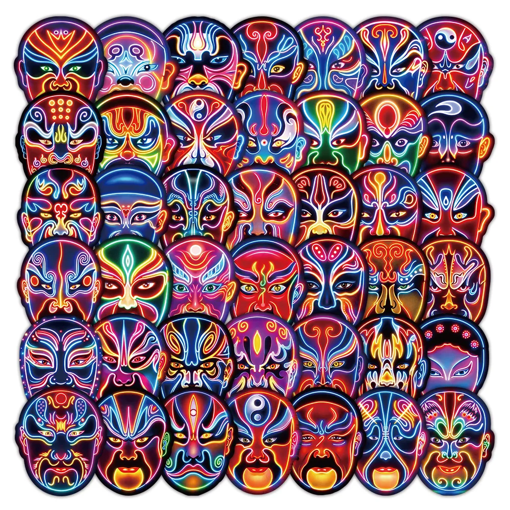 52PCS Cyber Facebook Graffiti Stickers Neon Light Style Sticker for Phone Computer Notebook Stationery DIY Toys Secret