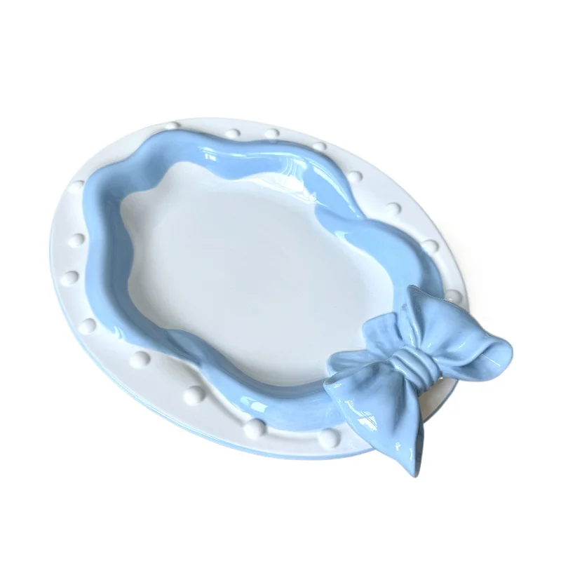 12-inch Girlish Heart Ceramic Plate Elegant Home Dining Dish Luxury Afternoon Tea Serving Platter Aesthetic Kitchen Buffet Tray