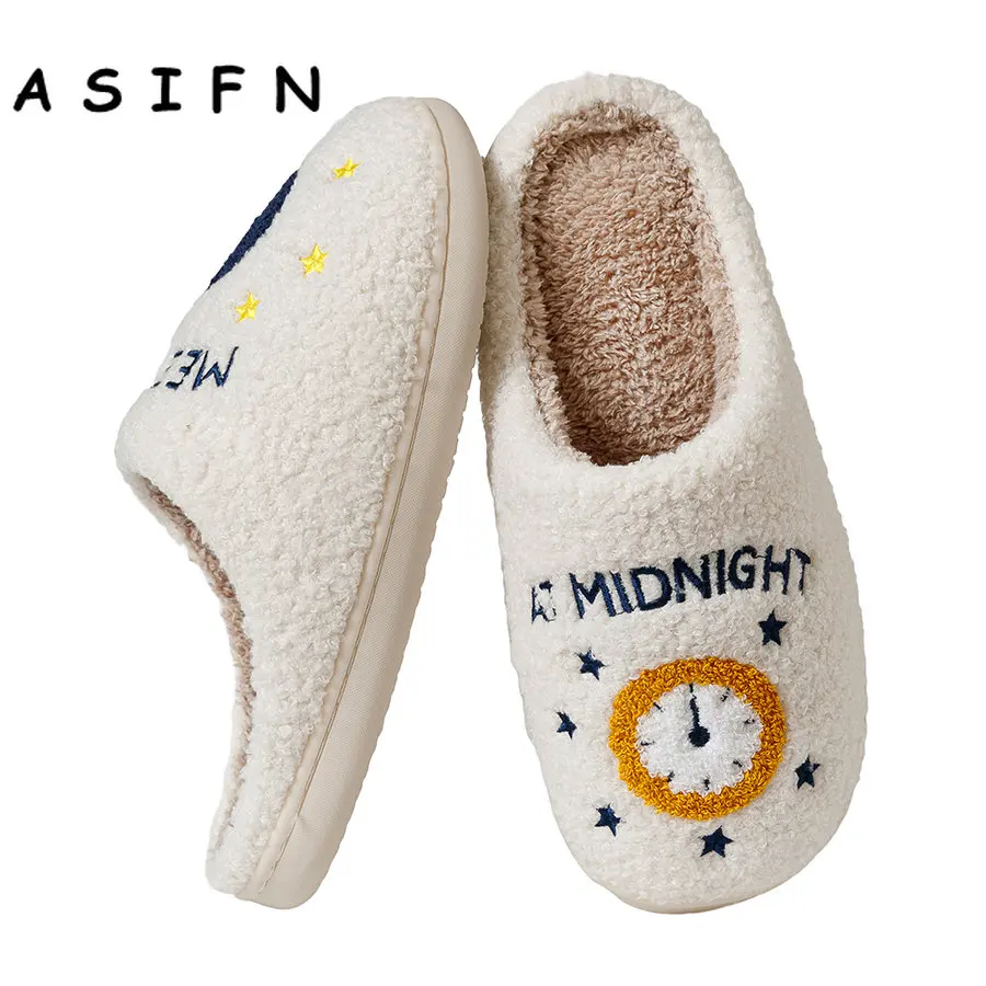 ASIFN-Chaussons de maison de dessin animé pour femmes, chaussures de diapositives de coussin, fourrure plate, doux, chaud, confortable, mignon, Meet