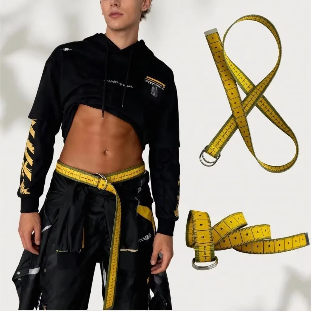 1PC Measurement Tool Belt Fabric Material Ruler Design Adjustable Waist Belt Practical Measurement Adjustable D-Ring Buckle