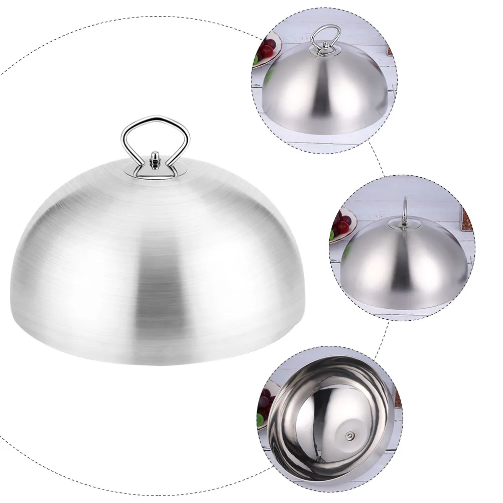 

1pc Stainless Steel Food Lid 30CM Silver Round Steak Oil Cover Grease Guard Kitchen Dining Accessories Anti Insect Dust Proof