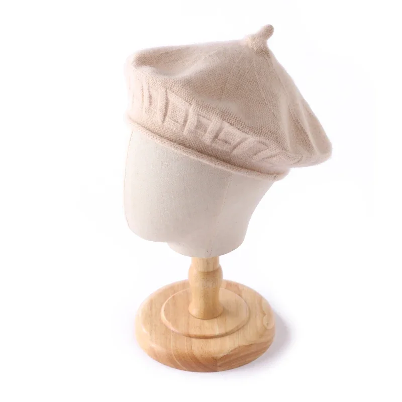 

Women's 100% Cashmere Beret French Artist Style Warm Winter Brimless Beanie Retro Solid Color Elegant Comfortable Hat for Girls