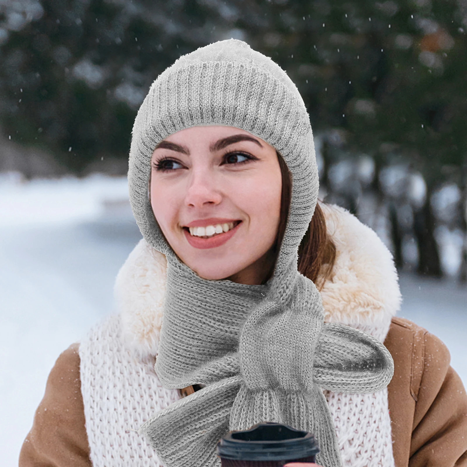 

Trendy Hoodie Scarves Set Hat Neck Warmers Women Beanie Scarf Soft Lightweight Cozy Outdoor Winter Fashion