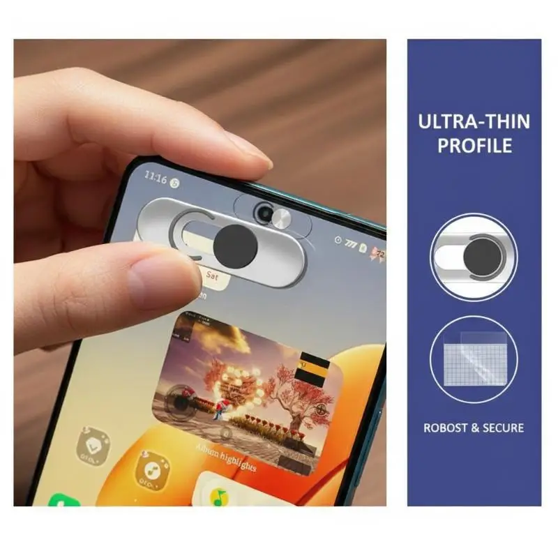 Webcam Cover Ultra Slim Clear Slide Privacy Protection Anti-Spy Sticker for  Galaxy  Pixel Smart Phones