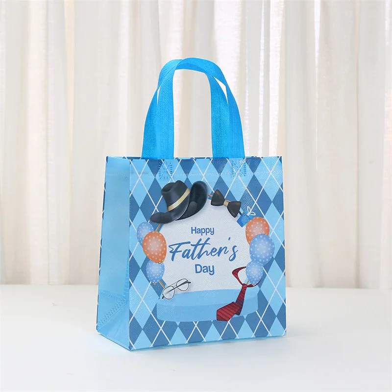 StoBag 8/20pcs Father's Day Non-woven Tote Gift Bags Fabric Handbag Candy Package Waterproof Storage Reusable Pouch Party Favors