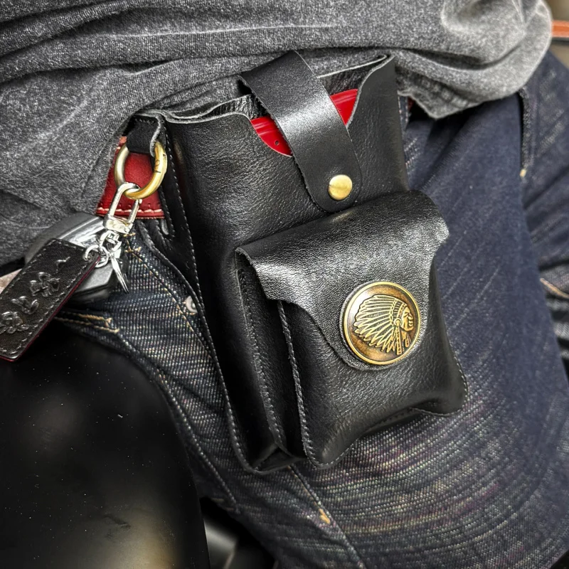 

Genuine Leather Men'S Waist Bag Fashion Phone Multifunctional Cycling Style Key Wallet Sports Phone Waist Bags For 6.7 In Phone