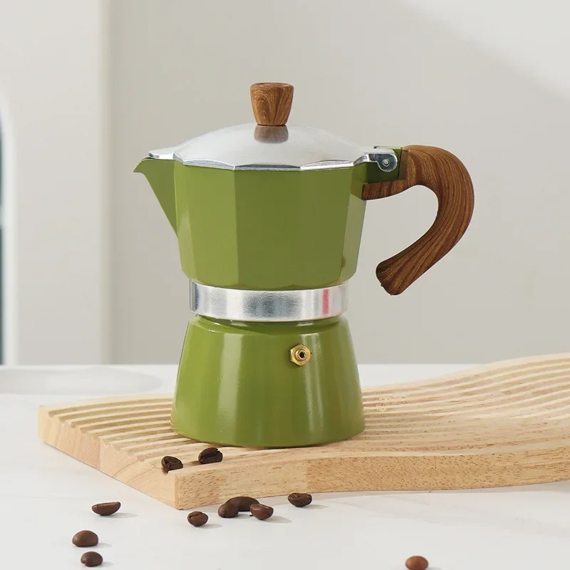 1/3/6 Espresso Cups  Vintage Wooden Handle Electric Espresso Machine Moka Pot Classic Italian Portable Cafe Tool Kitchen Cafe