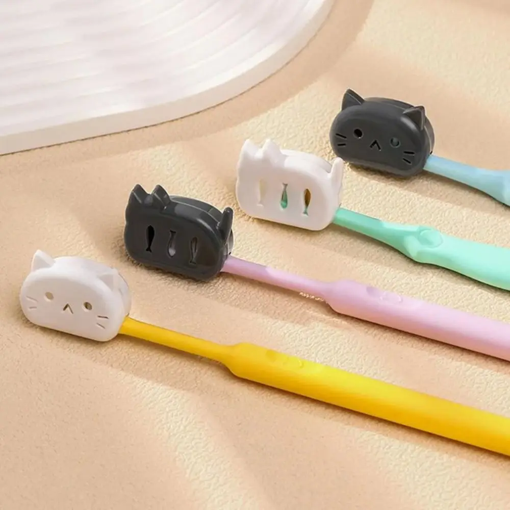 

4Pcs Plastic Cat Toothbrush Protective Covers Portable Dustproof Head Toothbrush Head Case Germproof Cat Shape
