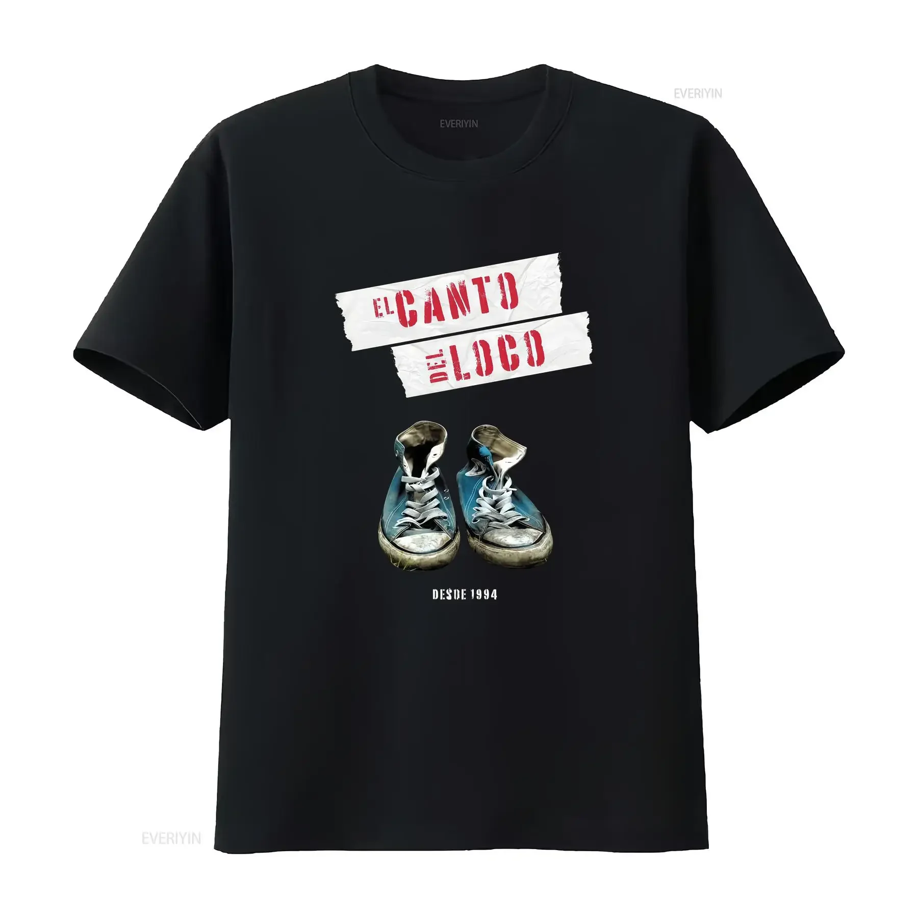 El Canto Del Loco Zapatillas Men's Jersey  T Shirt vintage Washed Stretched homme Stylish designer clothes Comfortable fashion