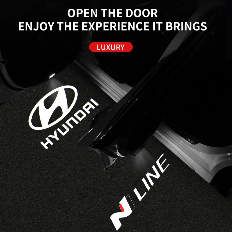 2 قطعة سيارة Led ترحيب أضواء مجاملة العارض شبح الظل شعار ضوء لشركة هيونداي سوناتا 8 سوناتا 9 VI (YF) إلنترا سانتا في #6