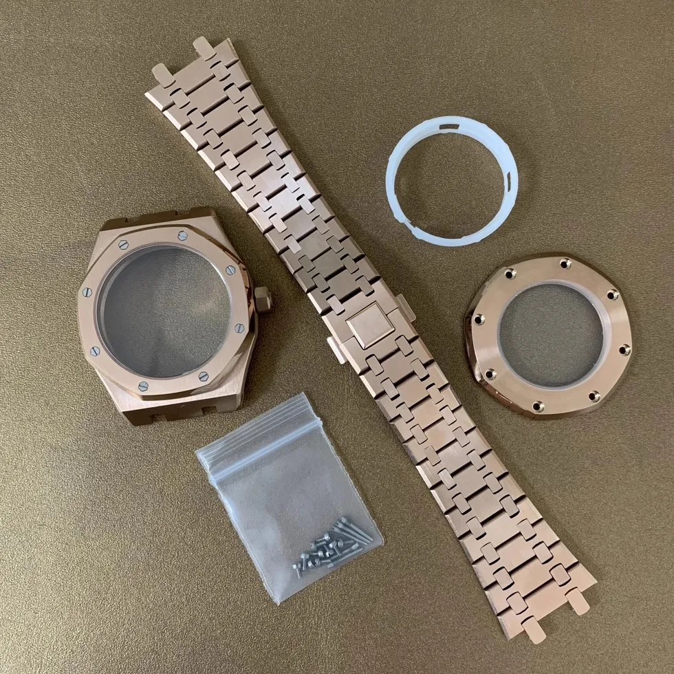 Zestawy do zegarków AP 41mm w kolorze złota PVD DIY do mechanizmów NH34 NH35 4R36, przezroczysta tarcza, szkło szafirowe, modyfikowane akcesoria do kopert zegarków.