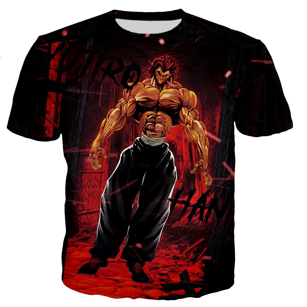 Anime Baki The Grappler T-Shirts Yujiro Hanma 3D Print Streetwear Men Women Fashion Short Sleeve T Shirt Male Tees Tops Clothing