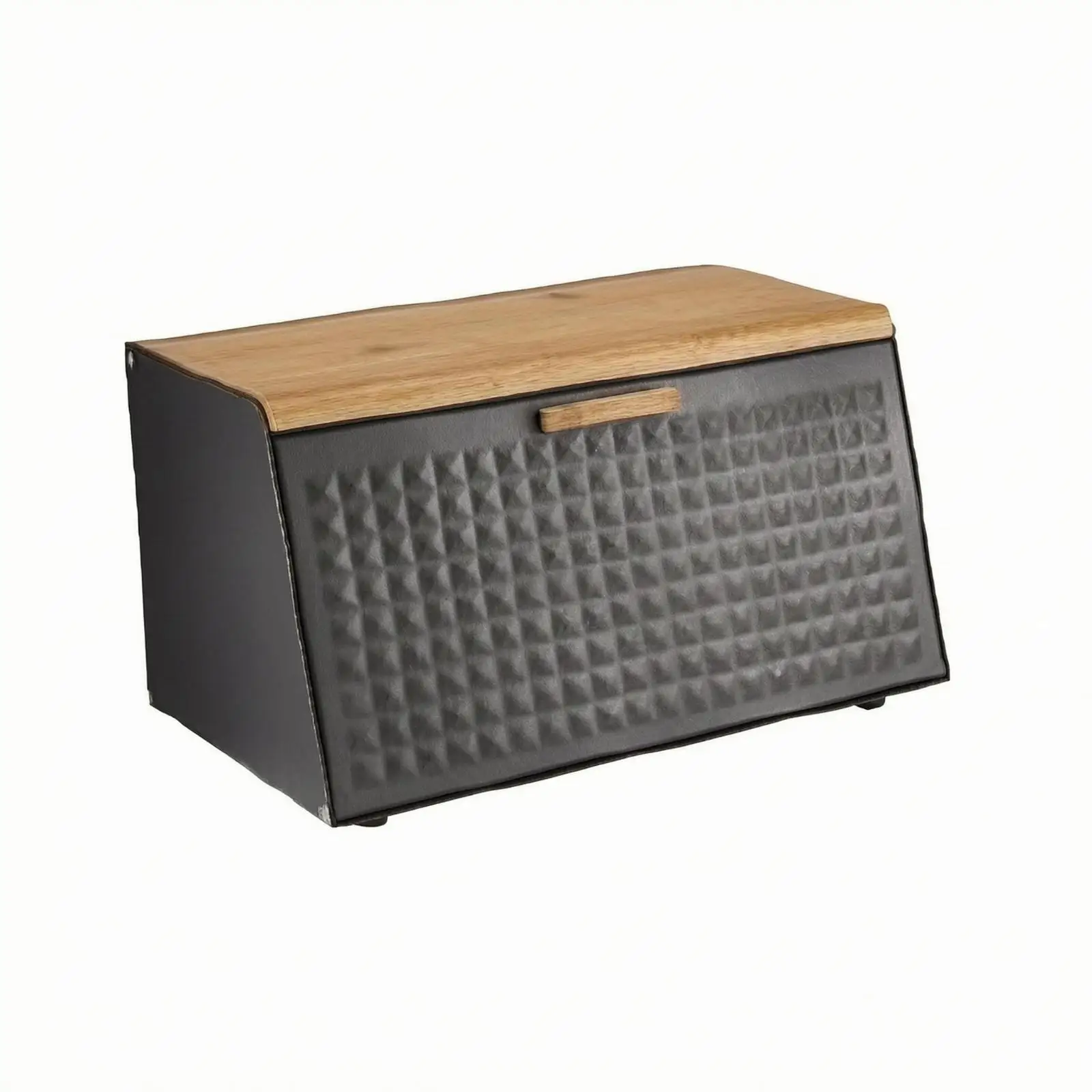 Bamboo Bread Box Wooden Pull Handle Bread Storage Box Diamond-Pattern Front for Kitchen