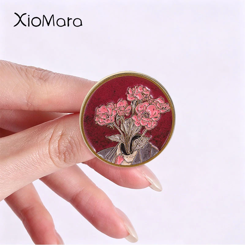 Retro Flower Space Stamp Badge We Live On A Floating Rock Enamel Pins Fashion Lapel Metal Brooches Backpack Clothes Jewelry Gift
