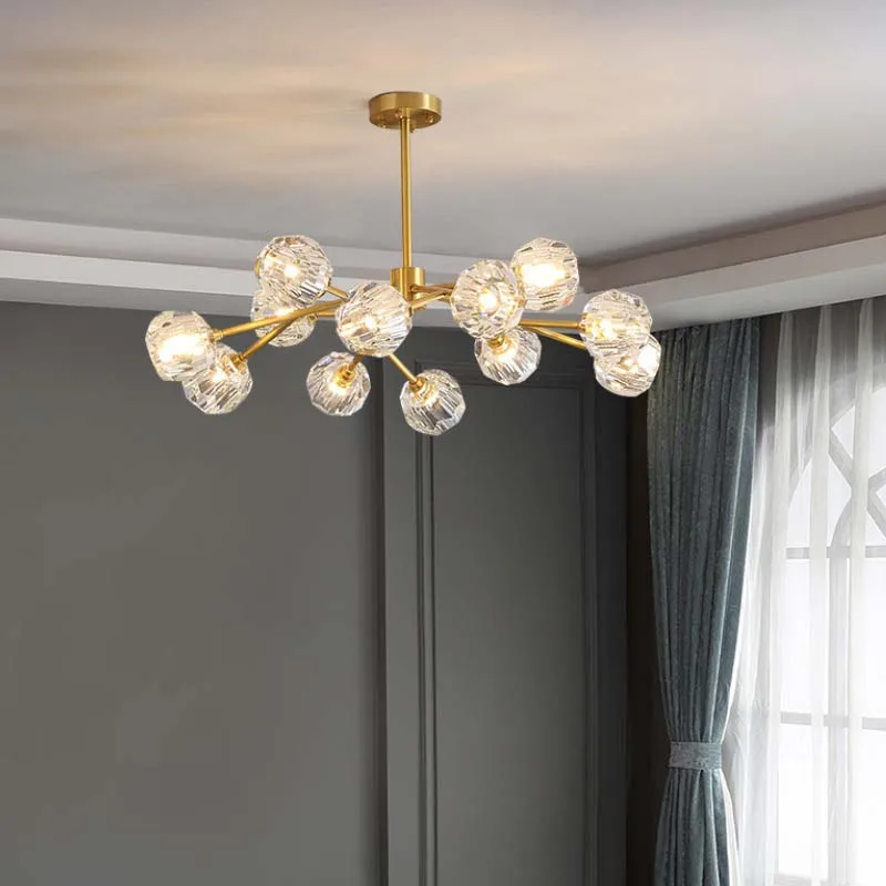 Living room chandelier magic bean molecular lamp crystal lamp modern all-copper light luxury bedroom dining room lamp