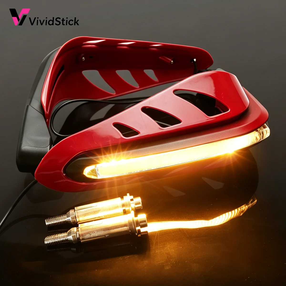 1pair Motorcycle Hand Guards With LED Turn Signals, 7/8 22mm Handlebar Protectors For Dirt Bike Motocross Wind Deflectors