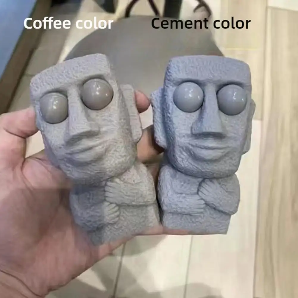 Stone Man ปลดความเครียดของเล่นช้า Rebounds นุ่มสนใจของขวัญ Moai ตาผ่อนคลายเด็ก Expression ความเครียดบีบ S R9x8