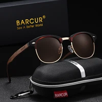 BARCUR gafas de sol polarizadas de madera Natural para hombre, gafas de sol de nogal para mujer, gafas de sol de madera hechas a mano, lentes de sol para mujer