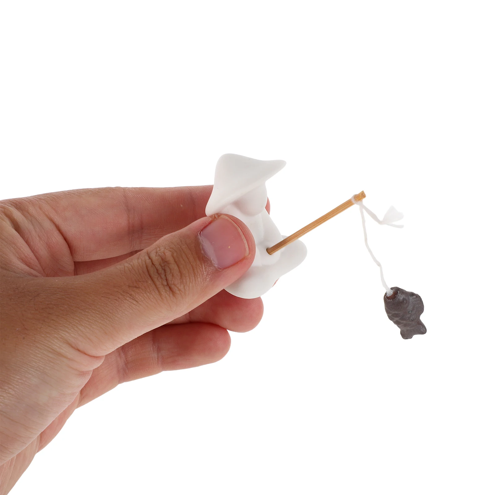 

Mini Sitting Fishing Figure Old Man Fishing Sculpture Tranquil Decor for Aquariums Water Landscaping Desktop Ornaments