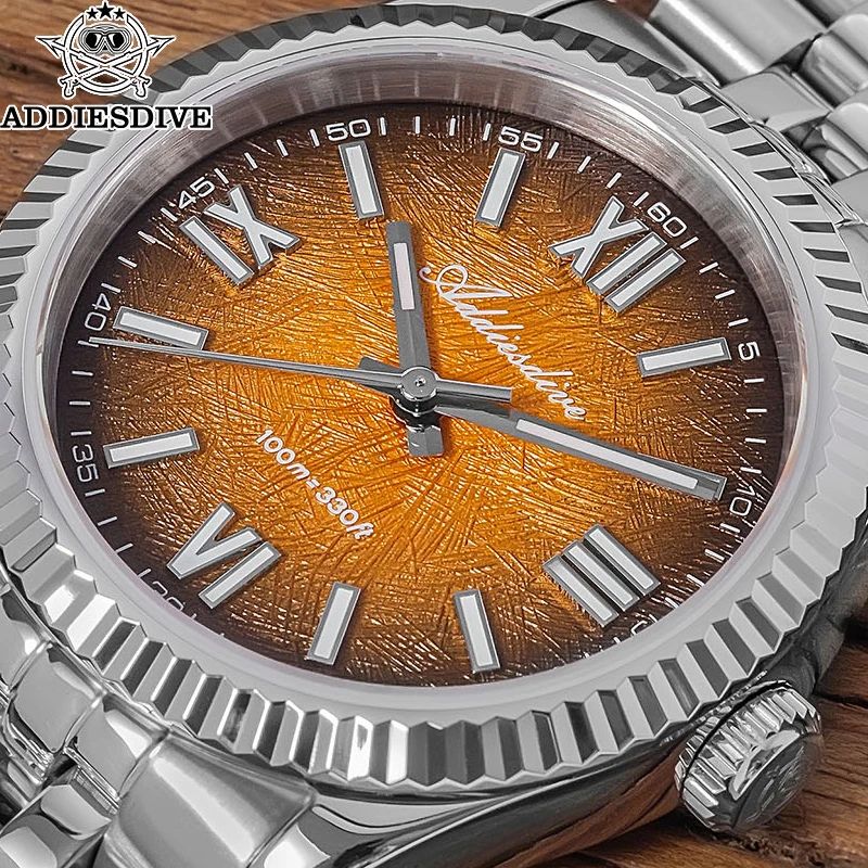 ADDIESDIVE New Men's Watch VH31 Sapphire Glass 36mm Quartz Watches Gradient Blue Luminous Waterproof Luxury Dress Watches
