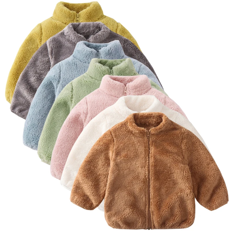 1pcs Boys Girls Autumn Coat Children Winter Thermal Fleece Jacket Kids Coats Double Sided Velvet Outerwear Baby Warm Clothes