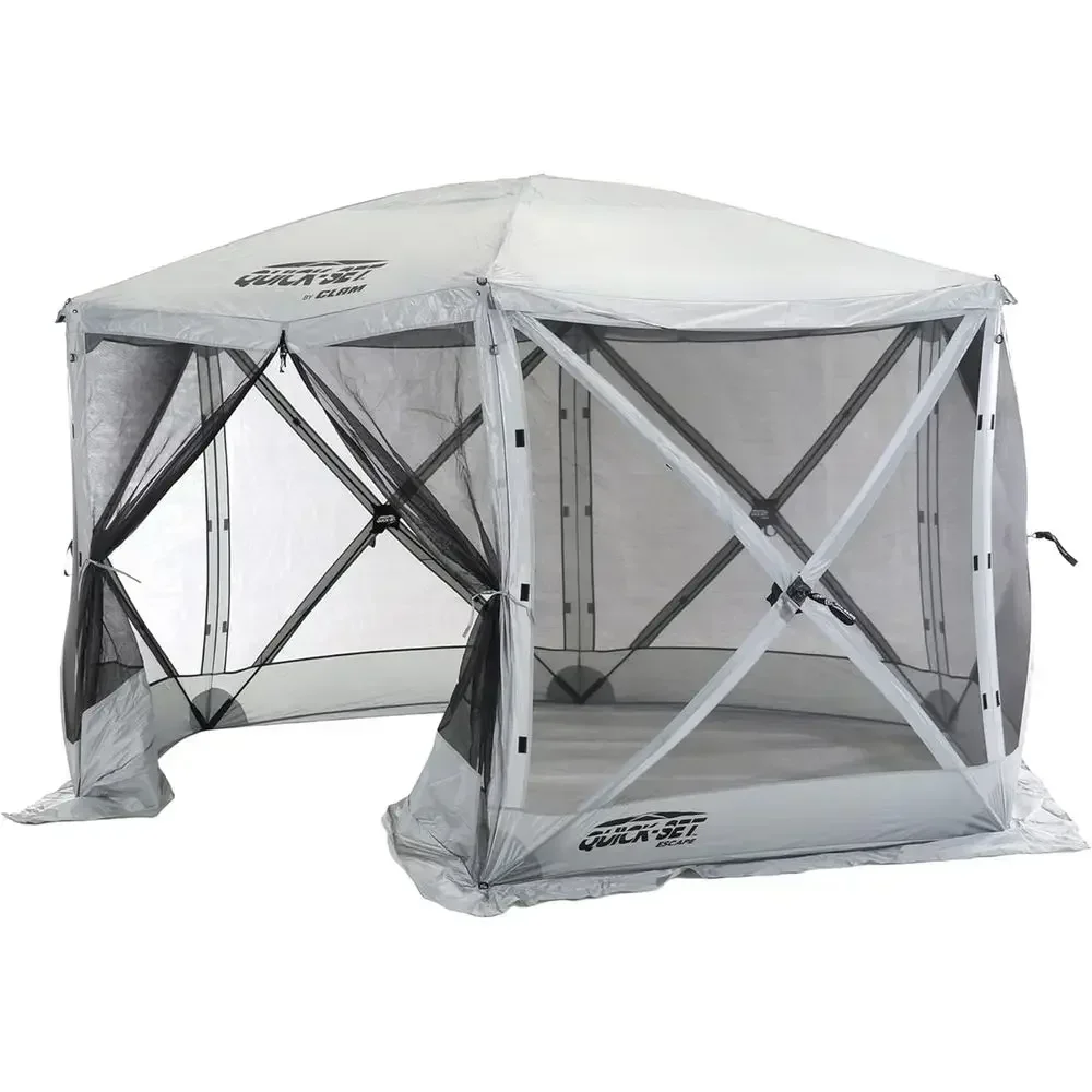Quick-Set Up Sn Tent, Ese, 11.5 t, Setup Gray Outdoor Gazebo Shelter, 6-Person Bug-ree Camping Tent or Patio, Backyard, Taiating