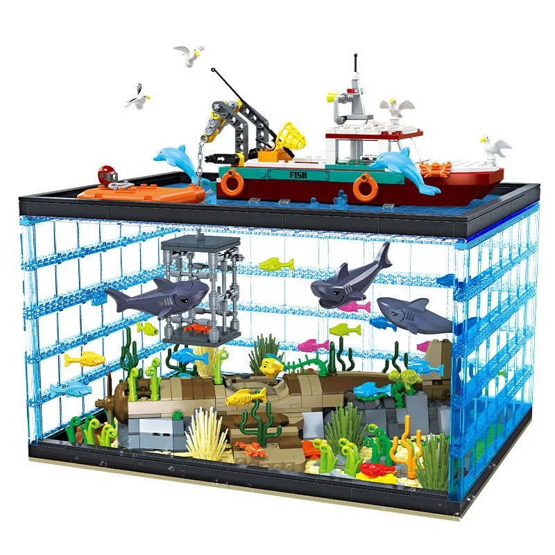 Creative Marine Life Exploration Building Block Model Ocean Underwater Scenery Brick Construction Set Toy Collection For Gifts