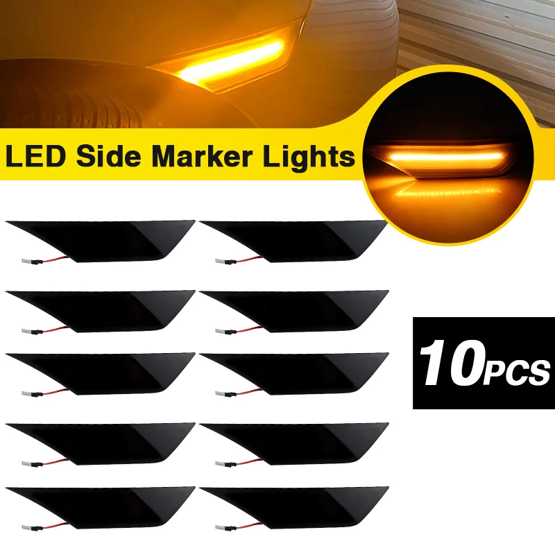 10PCS Dynamic Smoked/Clear Lens LED Side Marker Lights For 10th generation Honda Civic 2016-2019 2020 Canbus Turn Signal Lamps