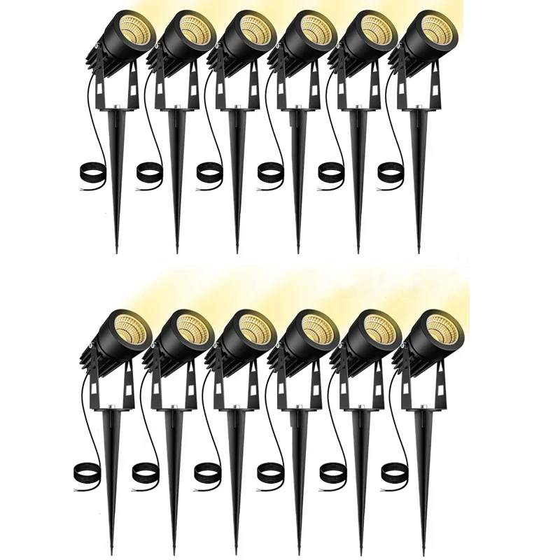 Home 6-12PCS LED Garden Lighting 5W Outdoor Spike Lawn Lamp Waterproof Lighting Spotlights AC110V220V DC12V24V 0.5 Meter Wire