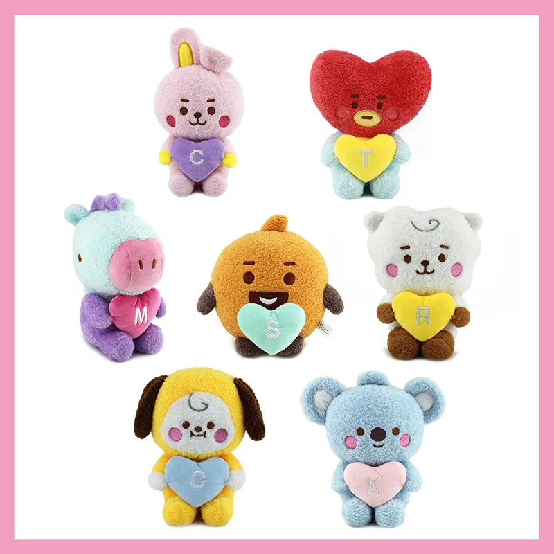 B21Bulletproof Youth New Korean trend cartoon cute plush sitting crystal super soft doll super cute hug heart holiday gift