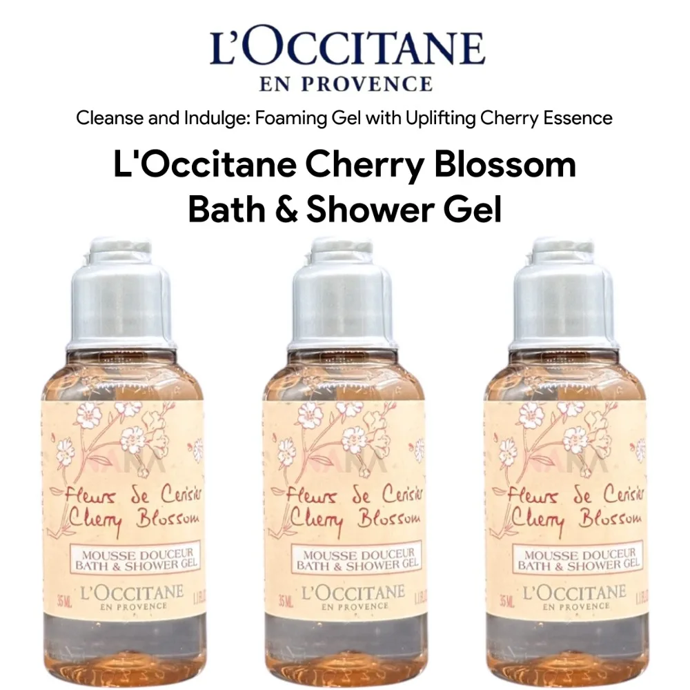 L'Occitane Cherry Blossom Bath & Shower Gel 35ml, Original Shower Gel for Women/Men, Body Care Health Care