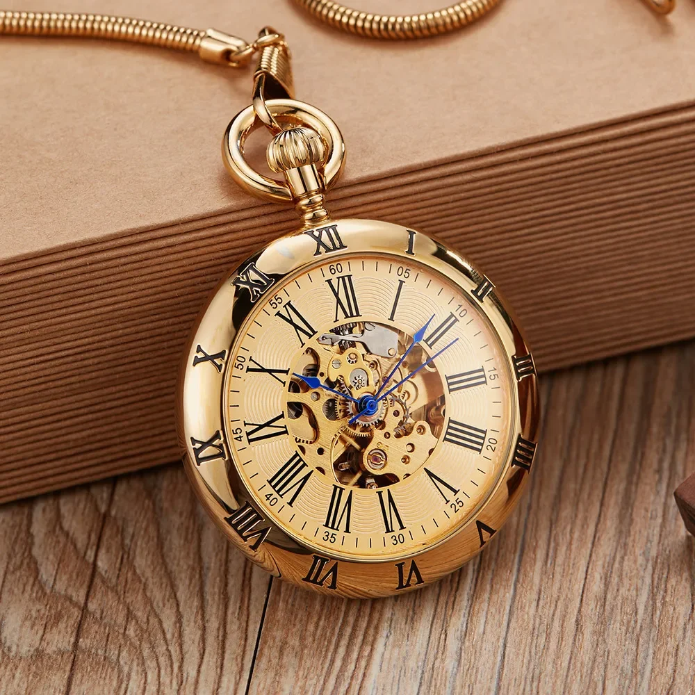 Creative Roman literal round snake chain automatic mechanical pocket watch antique gift mechanical pocket watch