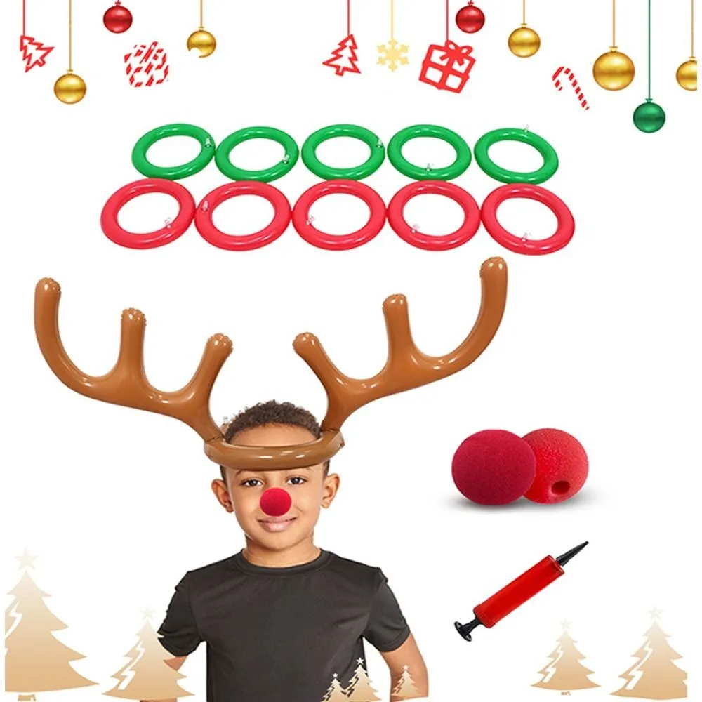 インフレータブルインフレータブルクリスマスツリーヘッドバンドカーニバルゲームクリスマステーマ投げるおもちゃ PVC リングトスゲームセットクリスマスパーティー
