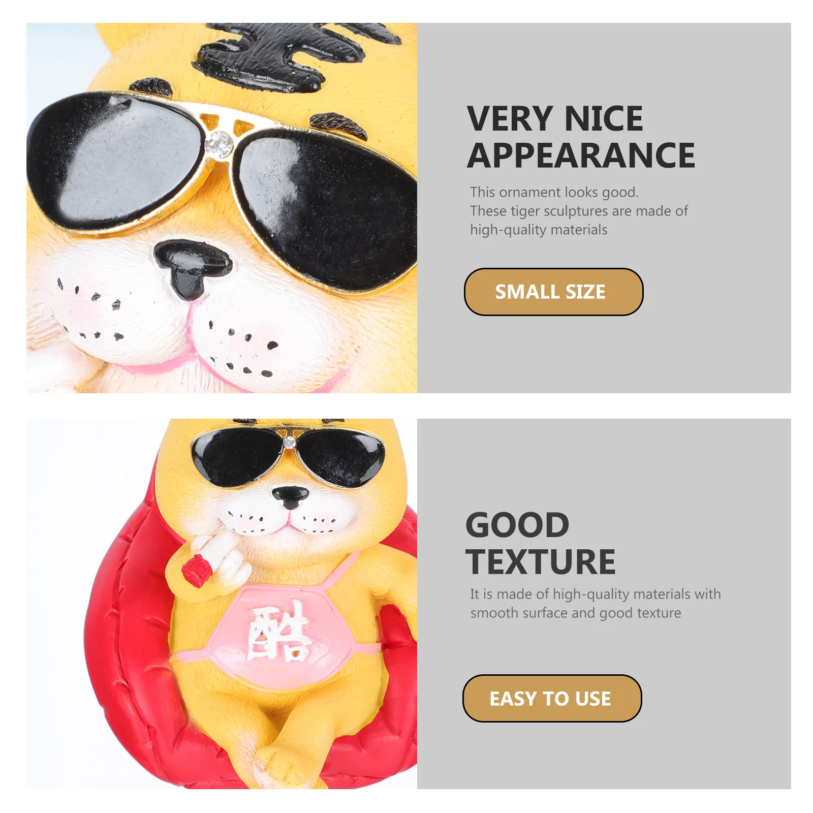 

Tiger Resin Sculpture Smooth Surface Home Office Decoration Bedroom Living Room Decorative Animal Ornament Gift