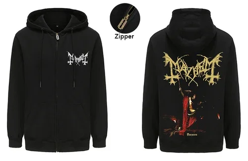 Mayhem Rock Band Hoodie Sweatshirts Zipper Outerwear Heavy Metal Coat Hooded Streetwear Zip-up Hoody Tops