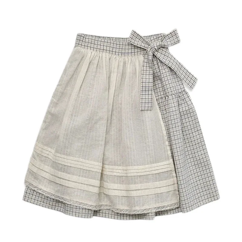 Spring  Autumn Girls Tiered Ruffle Skirt New Style 100% Cotton Children's Casual Loose Knee-Length Floral Printed Skirts