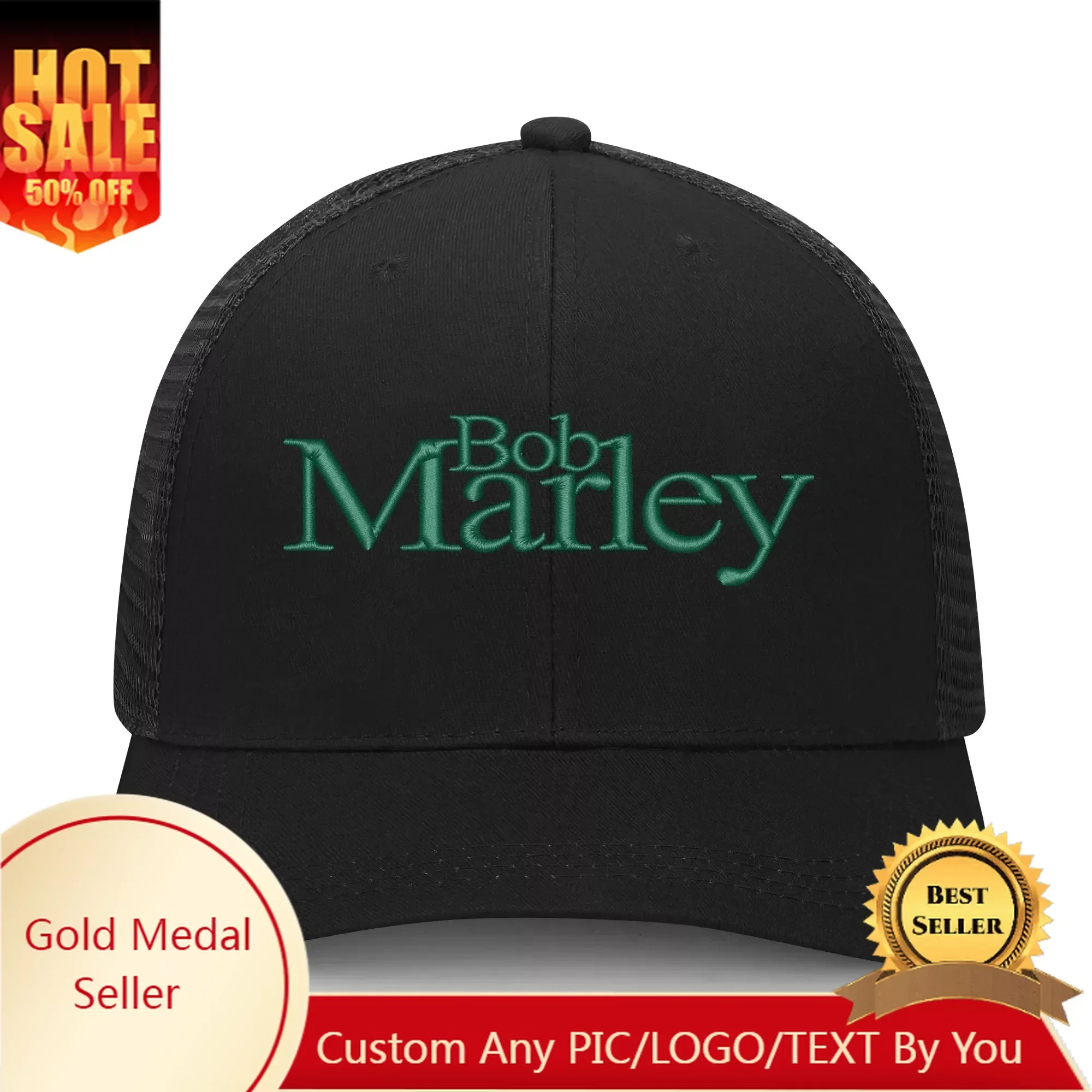 

Bob Marley Singer Rock Embroidery Hat Mens Womens Sports Baseball Hat Hip Hop Breathable Summer Headwear Custom Made Caps Logo