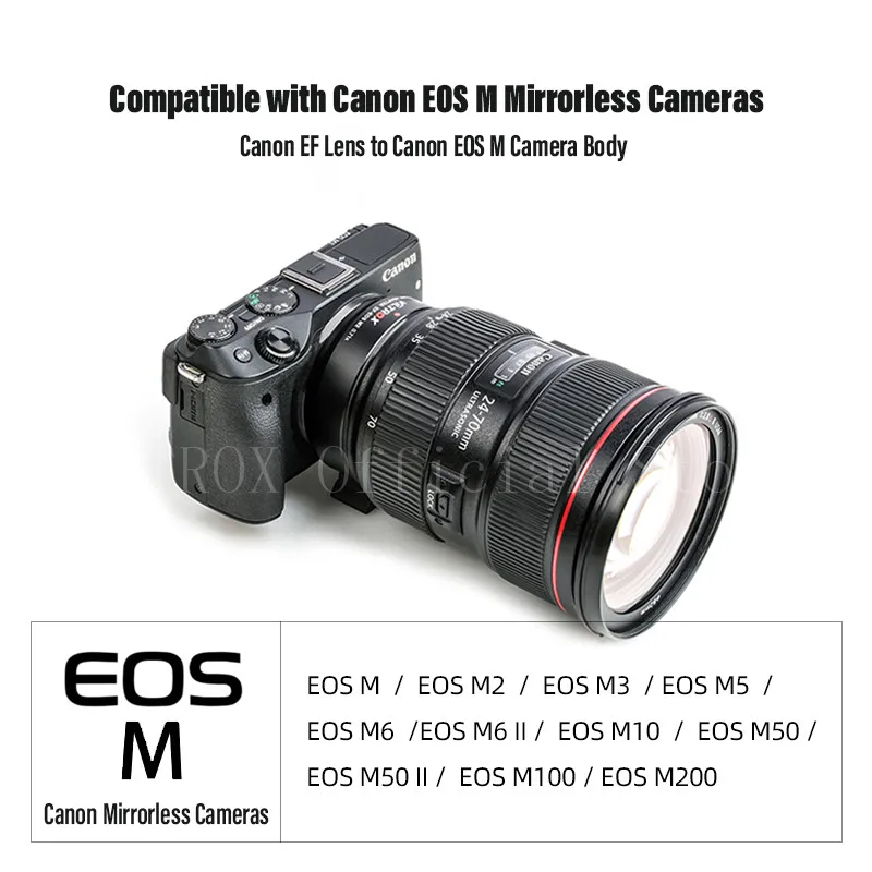 Adaptador de Lente Viltrox EF-EOS M con Enfoque Automático para Lentes Canon EOS EF EF-S a Cámaras EOS M M2 M3 M5 M10 M50 II M100