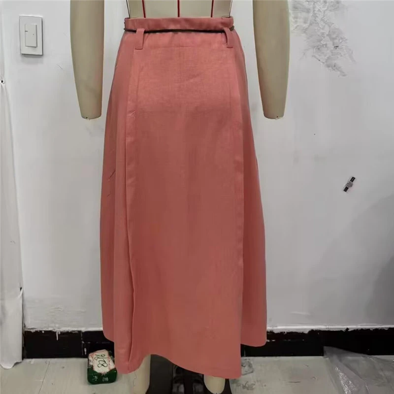 KEYANKETIAN 2025 Autumn New Women's With Belt Linen MIDI Skirt French Style Side Zipper High Waist Solid color Slim A Line Skirt