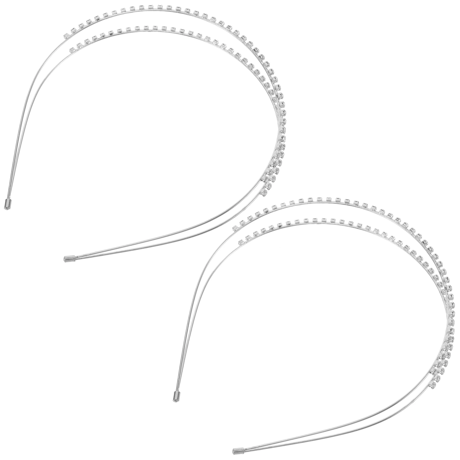 

2Pcs DoubleLayer Rhinestone Headbands Wedding Hair Accessories Materials Silver Rhinestones Princess Bride Costume Prom