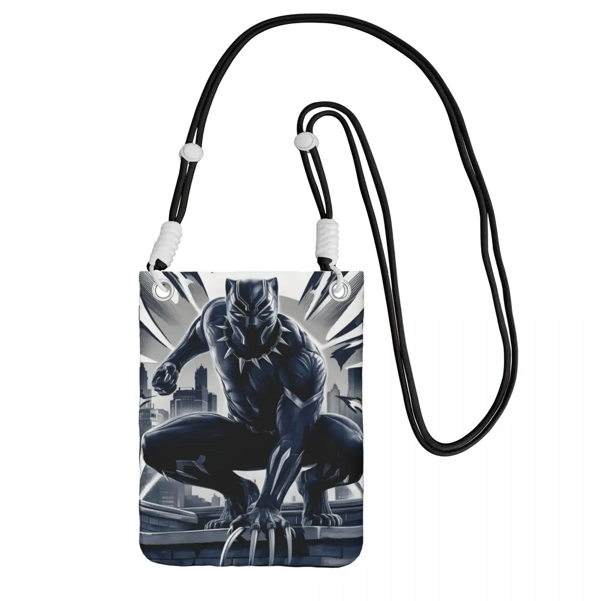 

Custom Black Panther Smart Phone Wallet With Strap Comics Crossbody Bag Women Men Travel Hiking Mobile Phone Bag