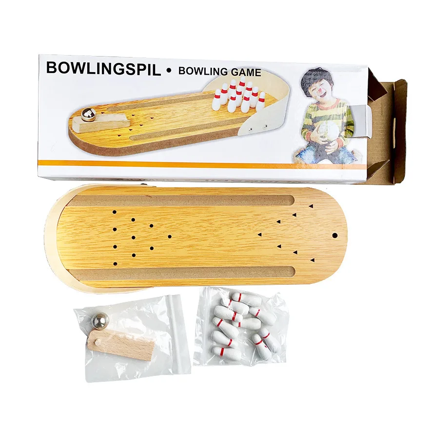 Houten Kinderbordspel Ouder-Kind Interactieve Bal Type Vrije Tijd Mini Versie Desktop Bowling Puzzel Decompressie Speelgoed