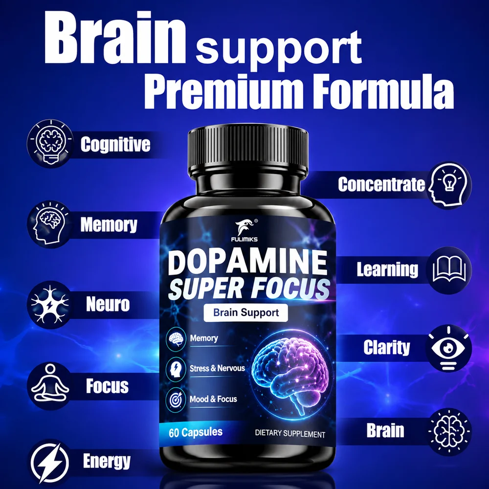 Dopamine Super Focus Brain Capsules, L-Tyrosine L-Theanine Alpha GPC, Boost Memory Mental Clarity & Balance Mood Relieve Stress view 5