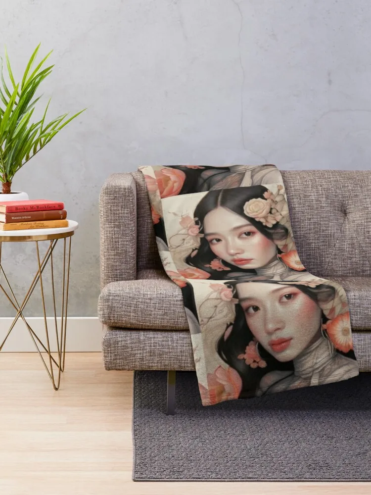 Blooming Grace: Embracing Asian Beauty Throw Blanket Designers Single Blankets