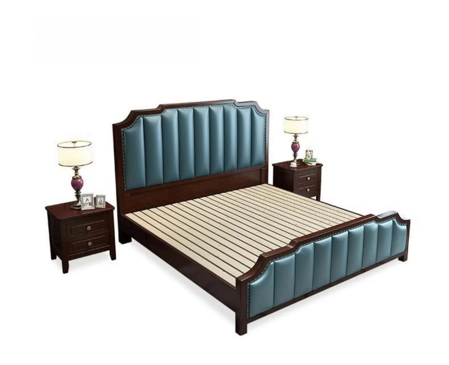 

American Style 1.8m Small Size Log Solid Wood Bed Bedroom Furniture Ash Wood Double Bed