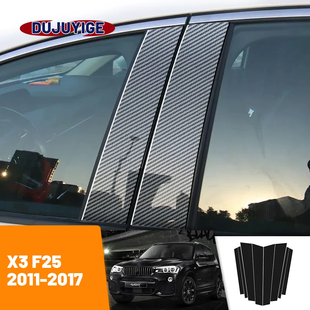 

For BMW X3 F25 2011-2017 2012 2013 2014 2015 2016 Carbon Fiber Window Door Column Deal B C Pillar Post Cover Trim Sticker