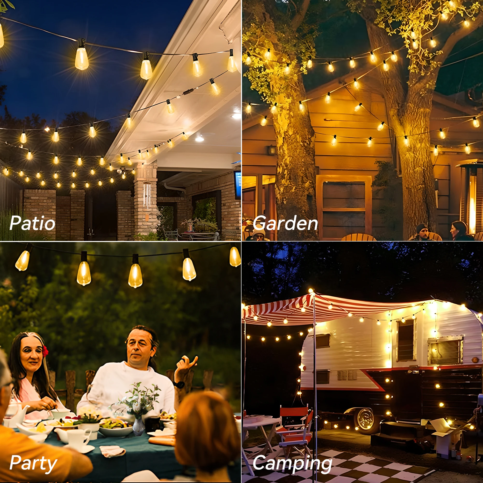 100FT ST38 LED Outdoor String Lights, 2700K Dimmable,Patio Lights with 25Edison Vintage Bulbs, 1W/Bulb, Waterproof Outdoor Light